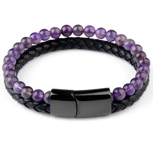 Men’s Amethyst Leather Bracelet